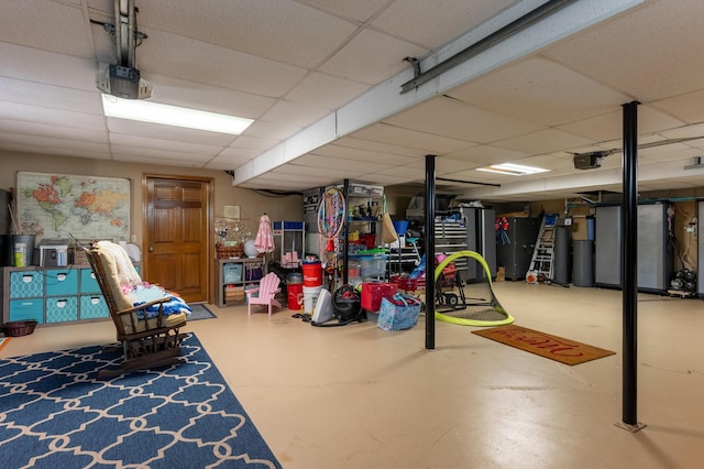 basement featuring a drop ceiling