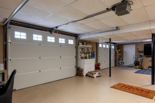 garage with a garage door opener