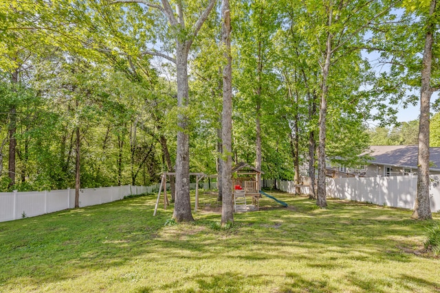 view of yard featuring a playground