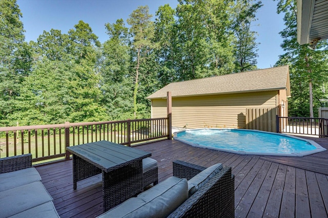 wooden terrace with outdoor lounge area