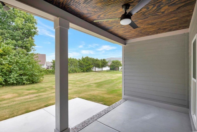 view of patio / terrace featuring ceiling fan