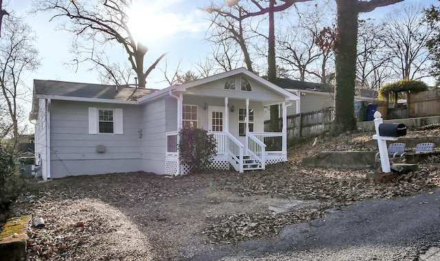 view of front of property with a porch