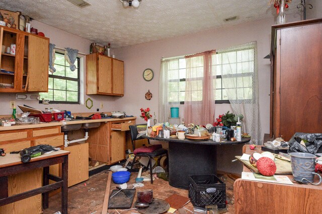 kitchen with a textured ceiling