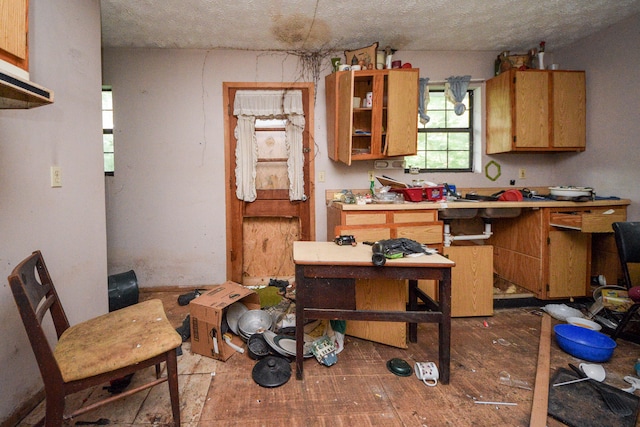 kitchen with a textured ceiling