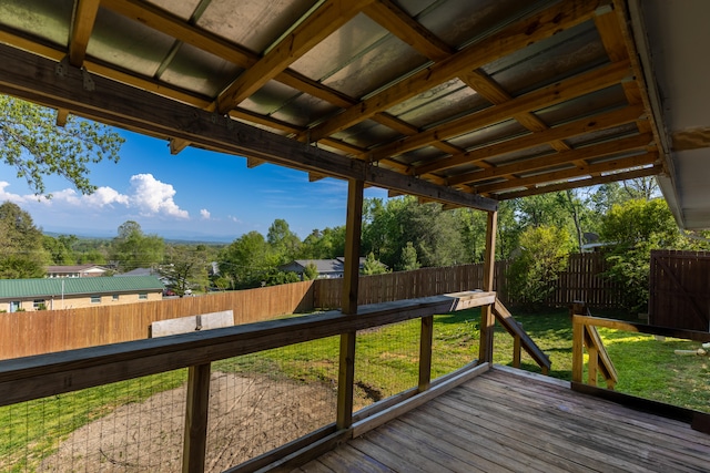 wooden deck with a yard