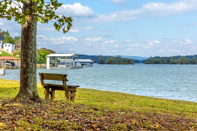 exterior space featuring a water view