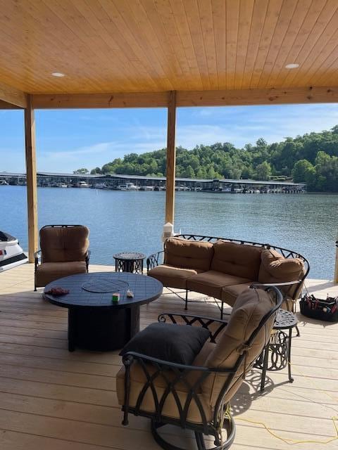 dock area featuring a water view