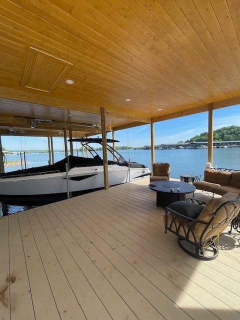 view of dock featuring a water view