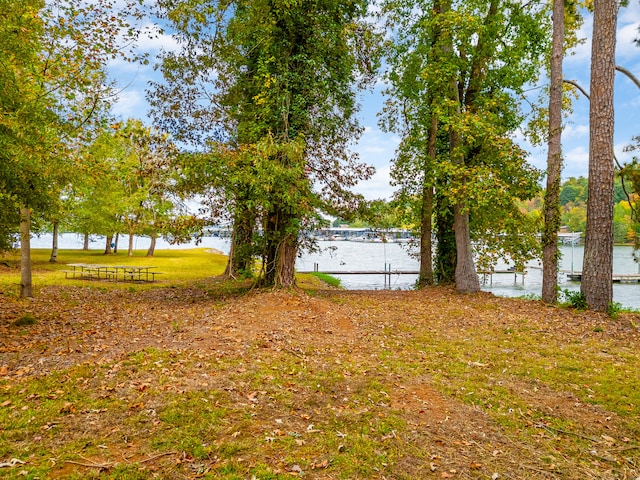 view of yard featuring a water view