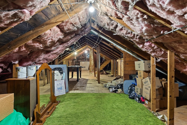 view of unfinished attic