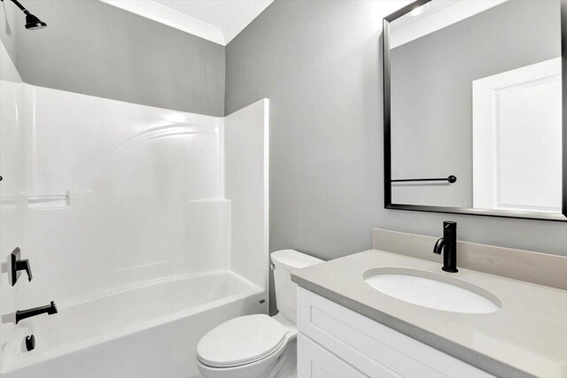 full bathroom featuring vanity, toilet, and bathtub / shower combination