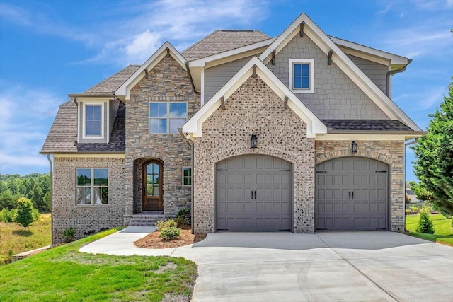 craftsman inspired home featuring a garage