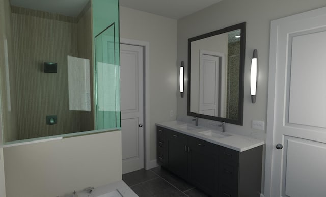 bathroom featuring tile patterned flooring and vanity