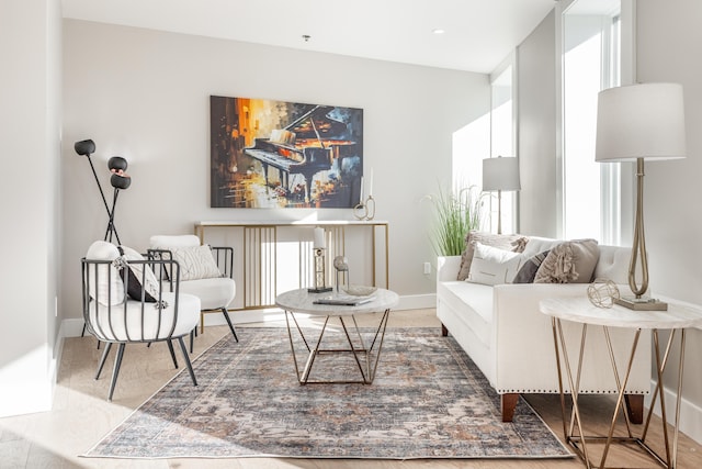 living area featuring hardwood / wood-style floors