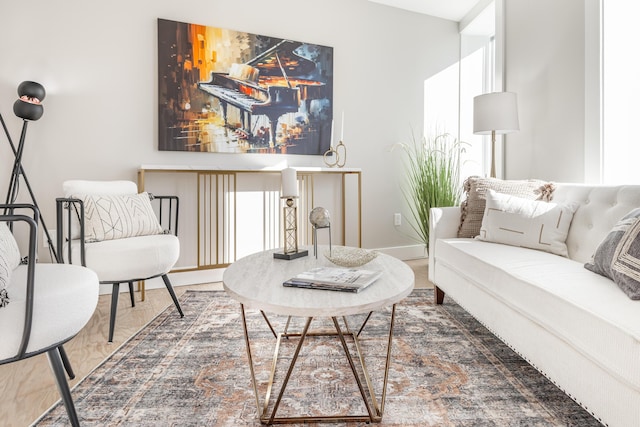 living room with hardwood / wood-style floors