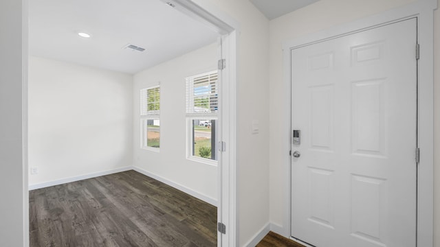 foyer featuring dark hardwood / wood-style floors