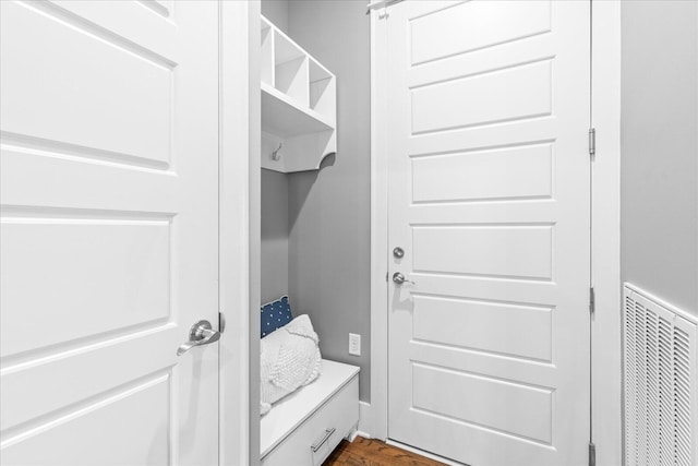 mudroom with hardwood / wood-style flooring