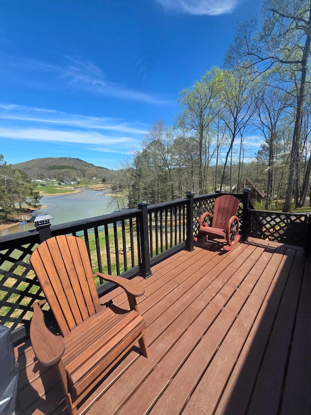 deck with a water view