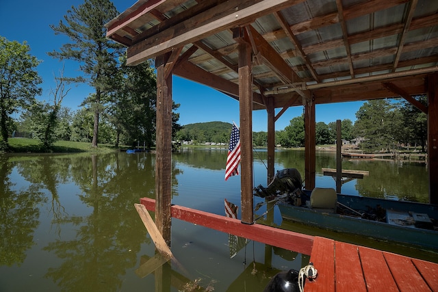 view of dock featuring a water view