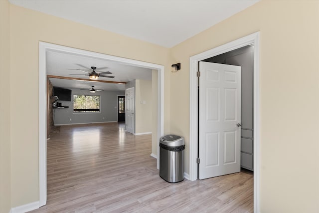 hall featuring light wood-type flooring