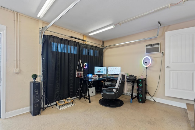 garage with an AC wall unit