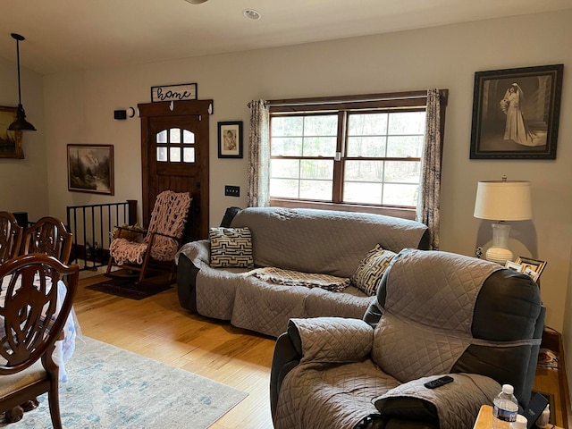 living room with light hardwood / wood-style floors