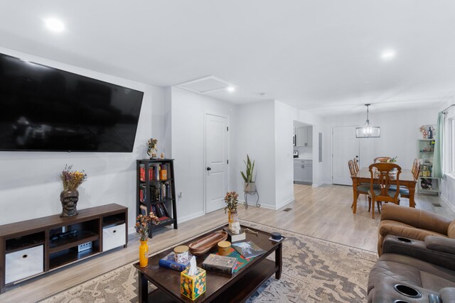 living room featuring light hardwood / wood-style floors