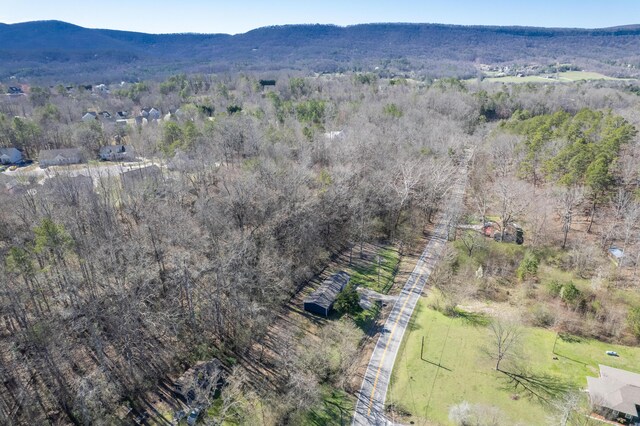 drone / aerial view featuring a mountain view