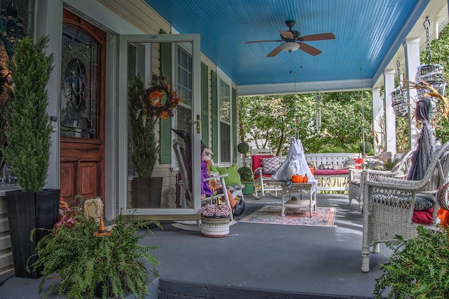 view of patio / terrace with ceiling fan