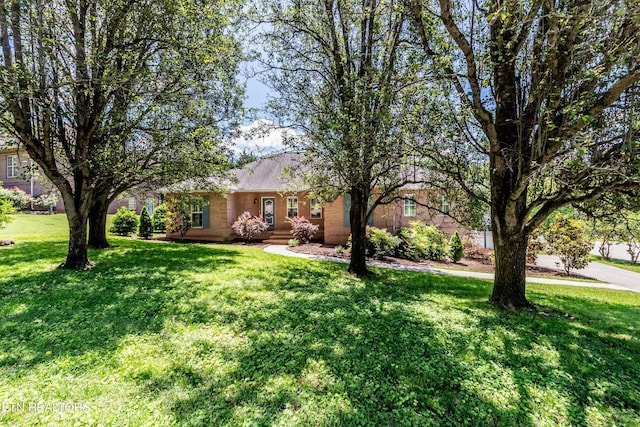 single story home featuring a front yard