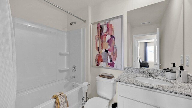 full bathroom featuring vanity, toilet, and shower / bath combo with shower curtain