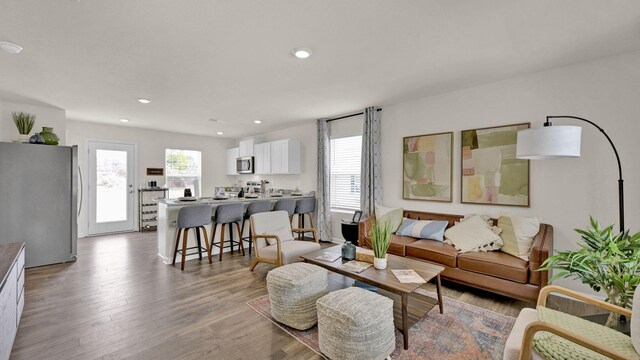 living room featuring light hardwood / wood-style floors