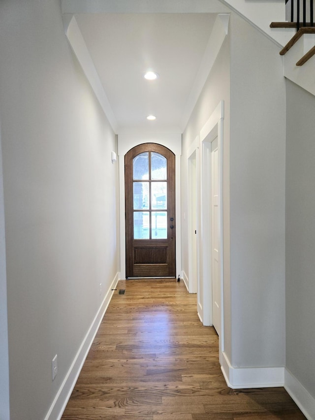 doorway featuring hardwood / wood-style flooring