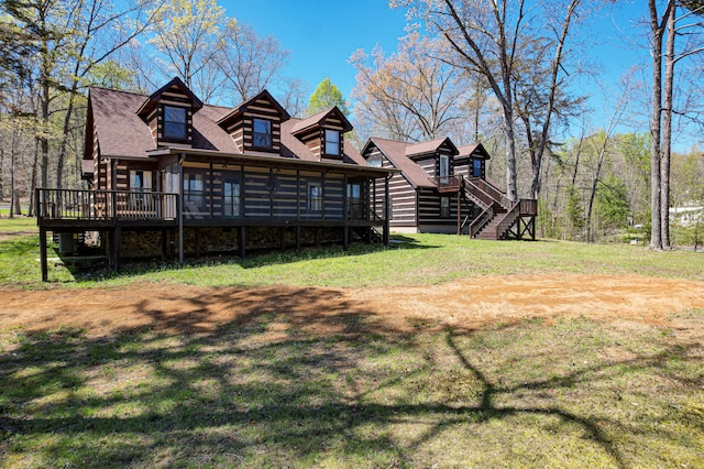 view of yard with a deck