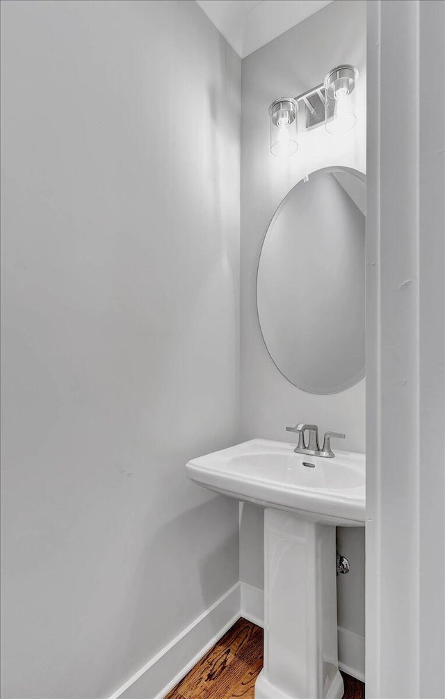 bathroom featuring wood-type flooring