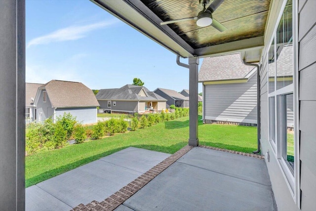 view of patio / terrace featuring ceiling fan