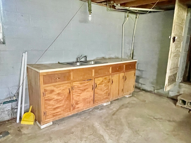 basement with sink