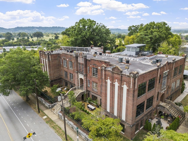 aerial view with a mountain view