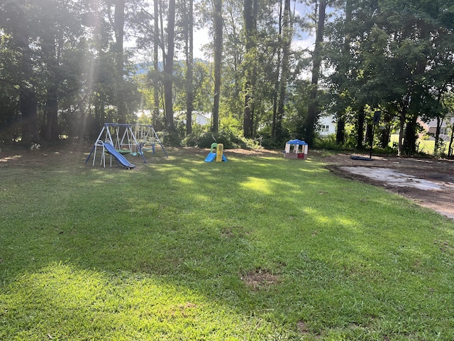 view of yard with a playground