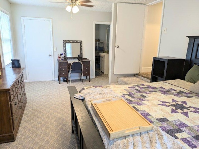 carpeted bedroom with ensuite bathroom