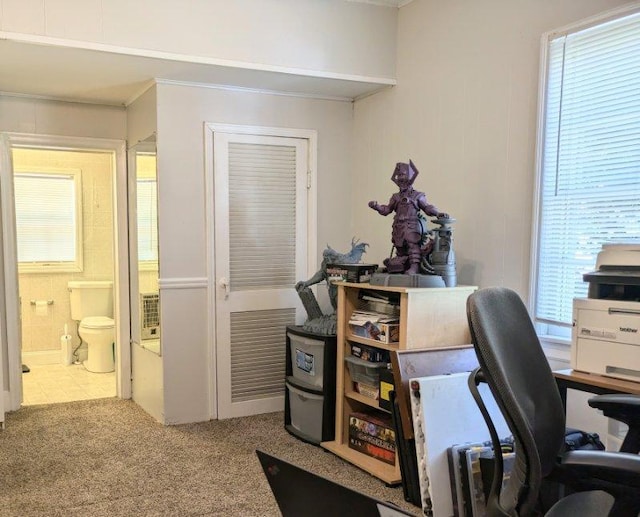 office area with carpet flooring