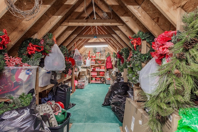 view of unfinished attic