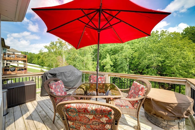 wooden deck with outdoor lounge area