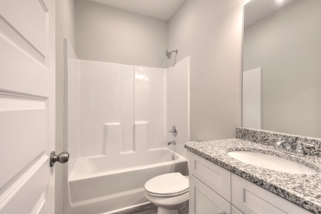 full bathroom with vanity, toilet, and shower / bathtub combination