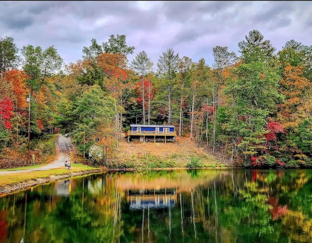 exterior space featuring a water view