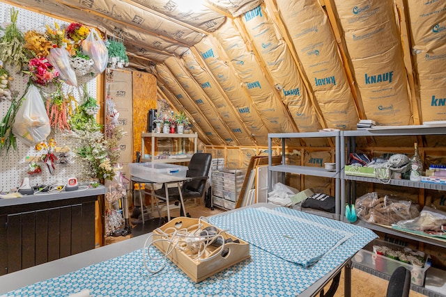 interior space featuring vaulted ceiling