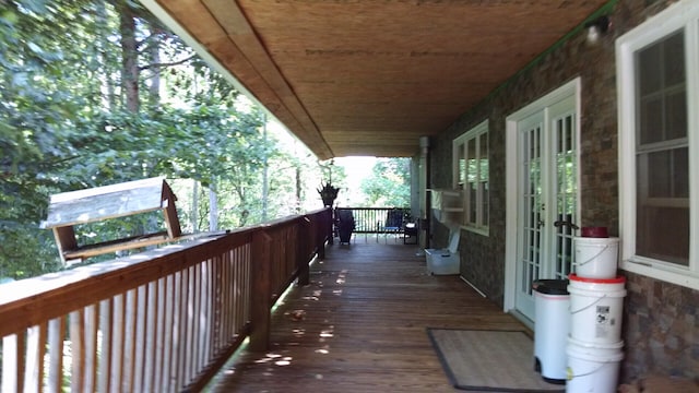 wooden deck with french doors