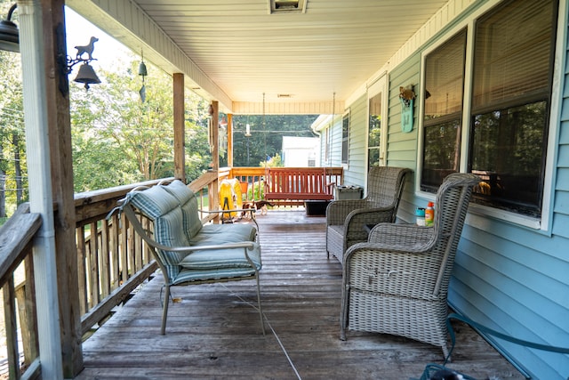 deck with a porch