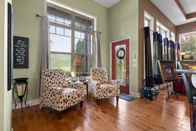 sitting room featuring hardwood / wood-style floors