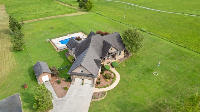 bird's eye view with a rural view